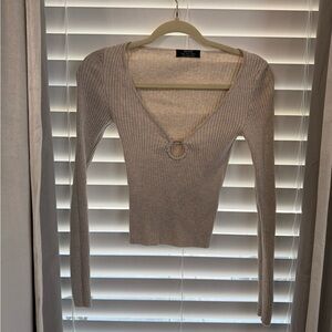 Bershka Gray V-Neck Sweater